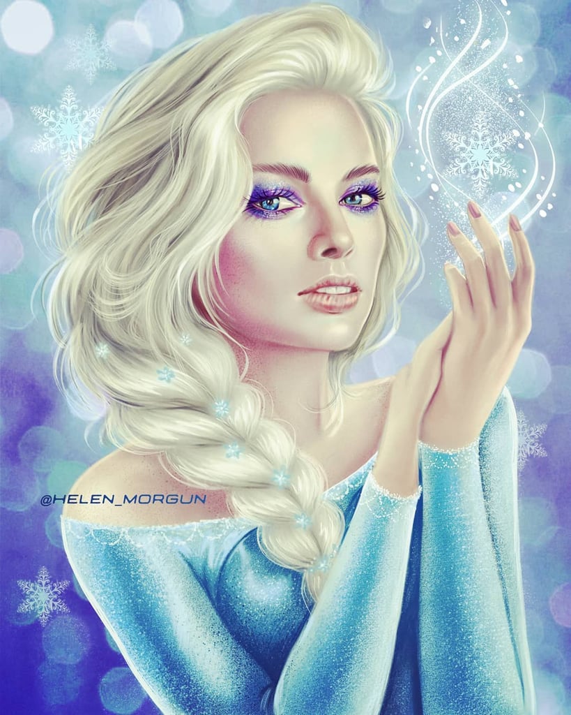 Celebrity Princess Margot Robbie As Elsa From Frozen Best Disney Princess Fan Art Popsugar 