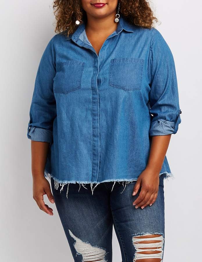 Charlotte Russe Chambray Button-Up Top
