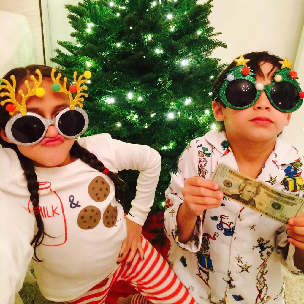 Jennifer Lopez's twins, Max and Emme, were feeling super festive in their PJs and glasses.