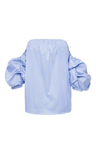 Johanna Ortiz Cotton Striped Off The Shoulder Tulum Top