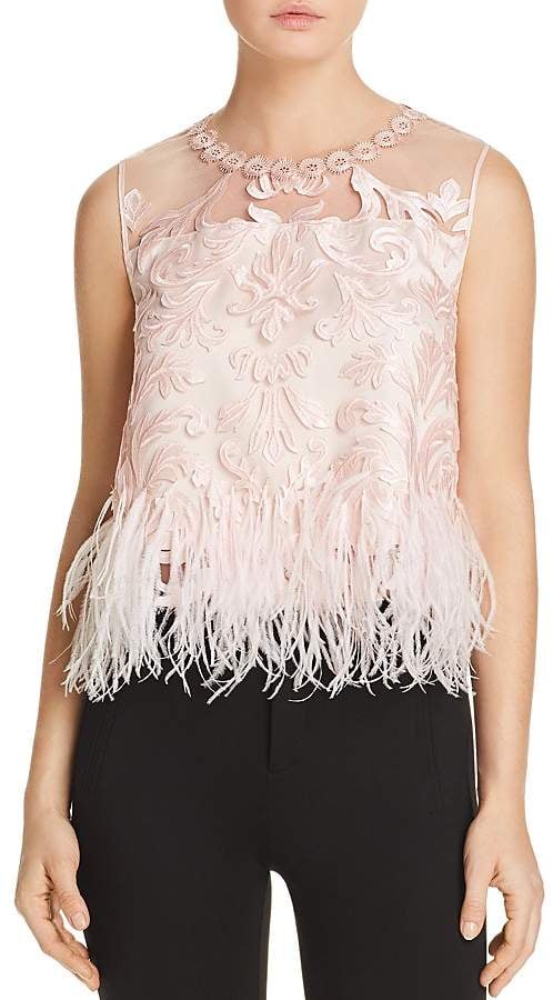 Elie Tahari Dakotra Feather Trimmed Blouse