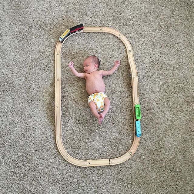 Baby vs. train set.