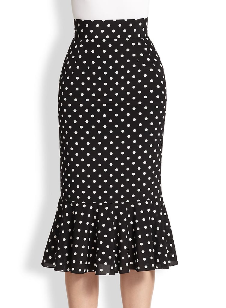 Dolce & Gabbana black-and-white polka-dot trumpet skirt ($995)