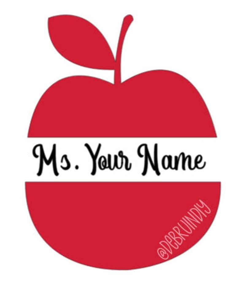 Teacher Name With Apple Cut Out, Face Splatter Shield Decal