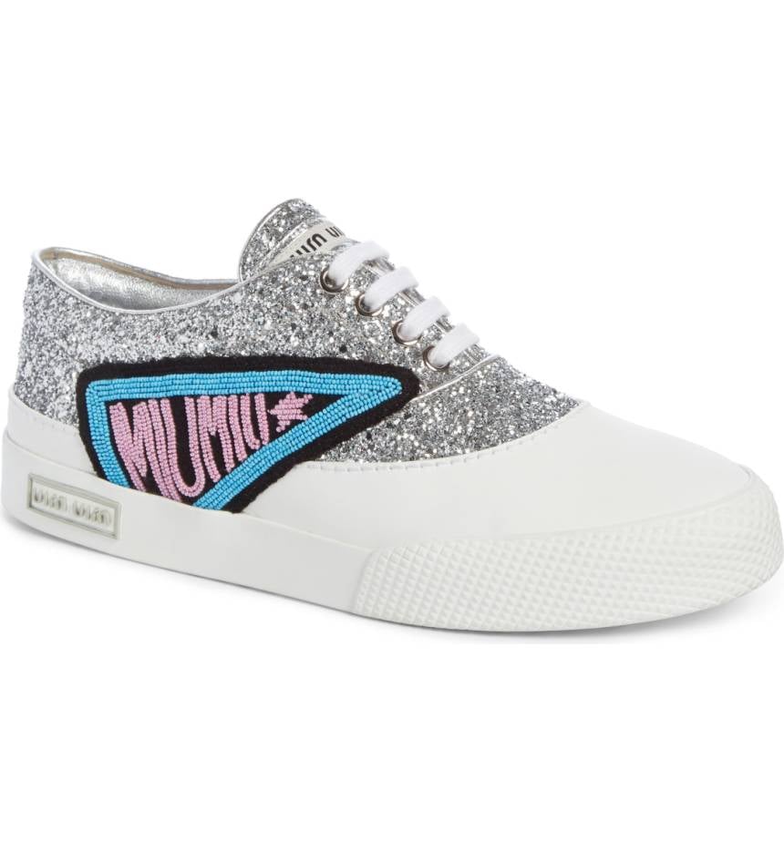 Miu Miu Beaded Glitter Sneaker