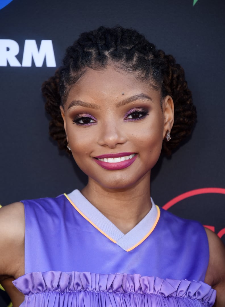 Halle Bailey in Purple Eye Shadow