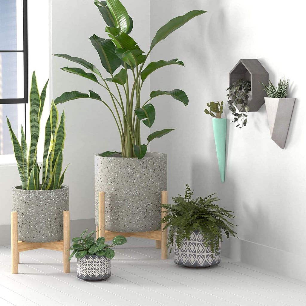Rivet Terrazzo Planter with Wood Stand