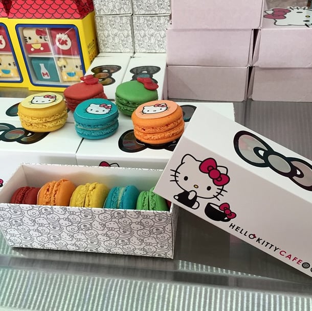 If bows aren't your thing, you can try Hello Kitty-adorned macarons.