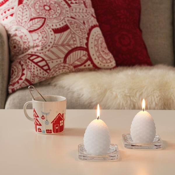 Vinterfest White Cone Unscented Block Candles