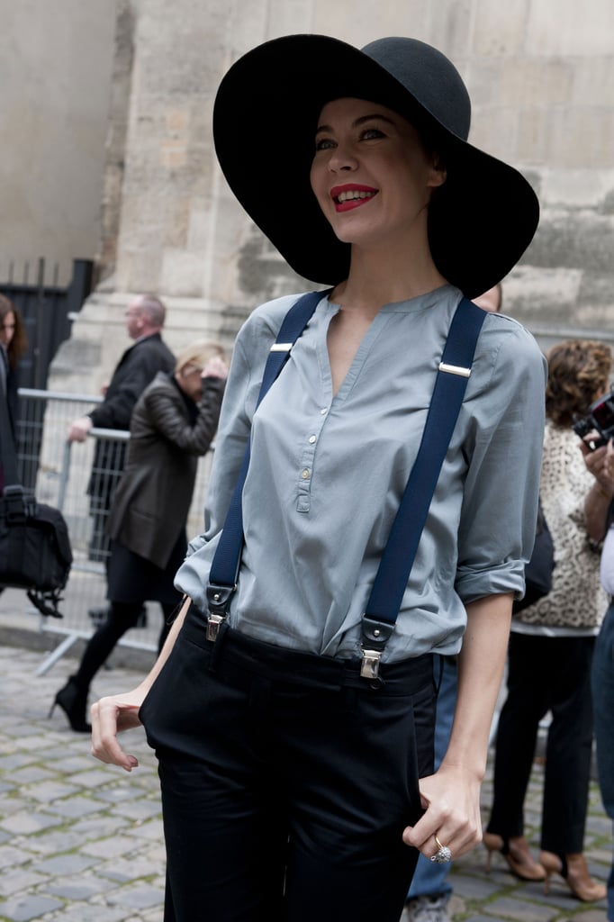 Ulyana Sergeenko shows of a floppy hat, suspenders, and a smile ...