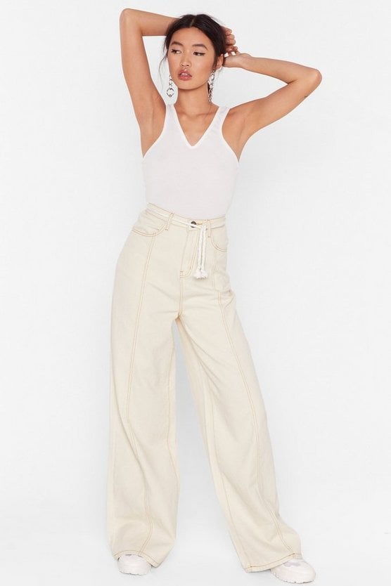 Nasty Gal Wide Leg Jean With Rope Belt
