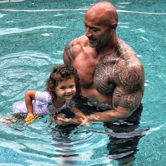 Dwayne Johnson Gives His Daughter Swimming Lessons