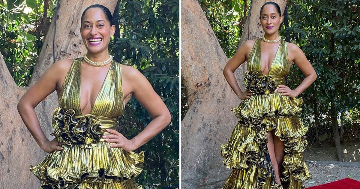 Tracee Ellis Ross Was Glittering in Gold For Her At-Home Emmys Red Carpet