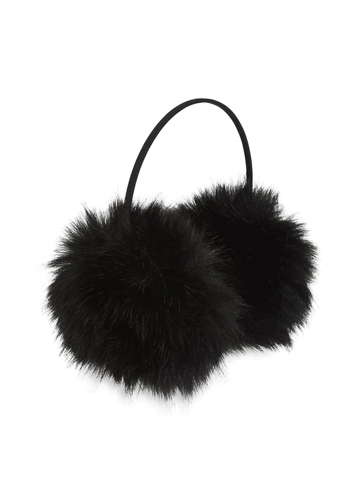 Adrienne Landau Faux Fur Earmuffs | Statement Black Accessories: Hats ...