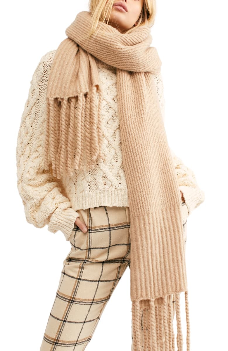 Free People Jaden Rib Knit Blanket Scarf