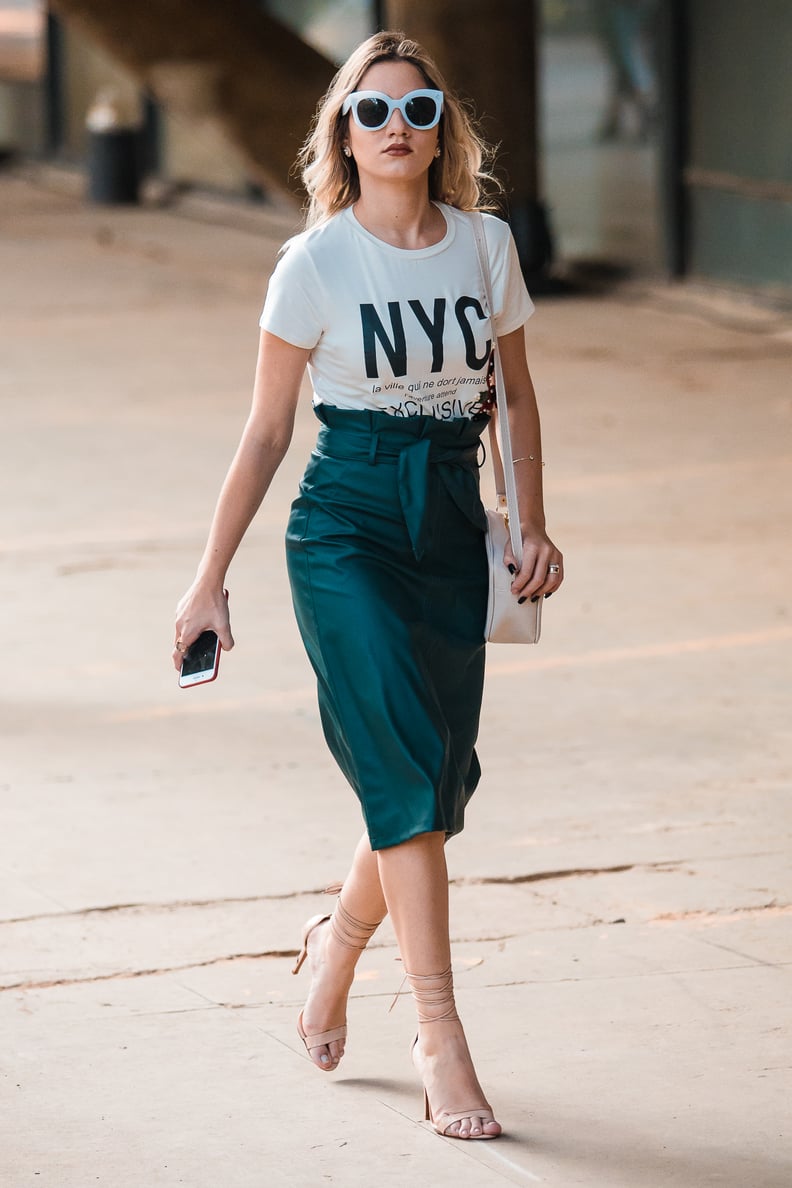 Dress Up Your Favorite Tee With a High-Waisted Skirt