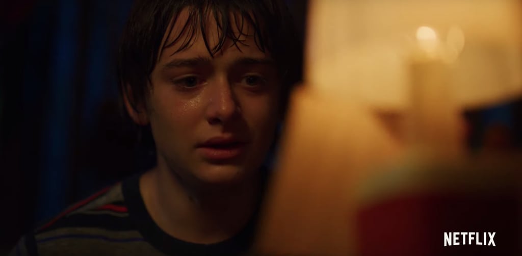 Will is looking worse for wear for the entirety of this trailer, to be quite honest. In addition to rocking some questionably short shorts, there's a shot of him drenched in sweat as he looks at photos of him and his friends on his bedside table. Could this mean he's simply reminiscing after a nightmare? Or is his connection to the Upside Down threatening to claim him, once and for all? His bond with his BFFs could be the only thing keeping him from morphing into a monster.