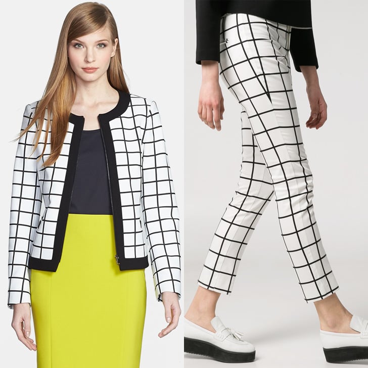 black and white windowpane pants