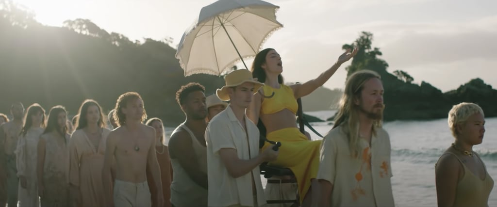 Lorde's Yellow Two-Piece Set in "Solar Power" Music Video