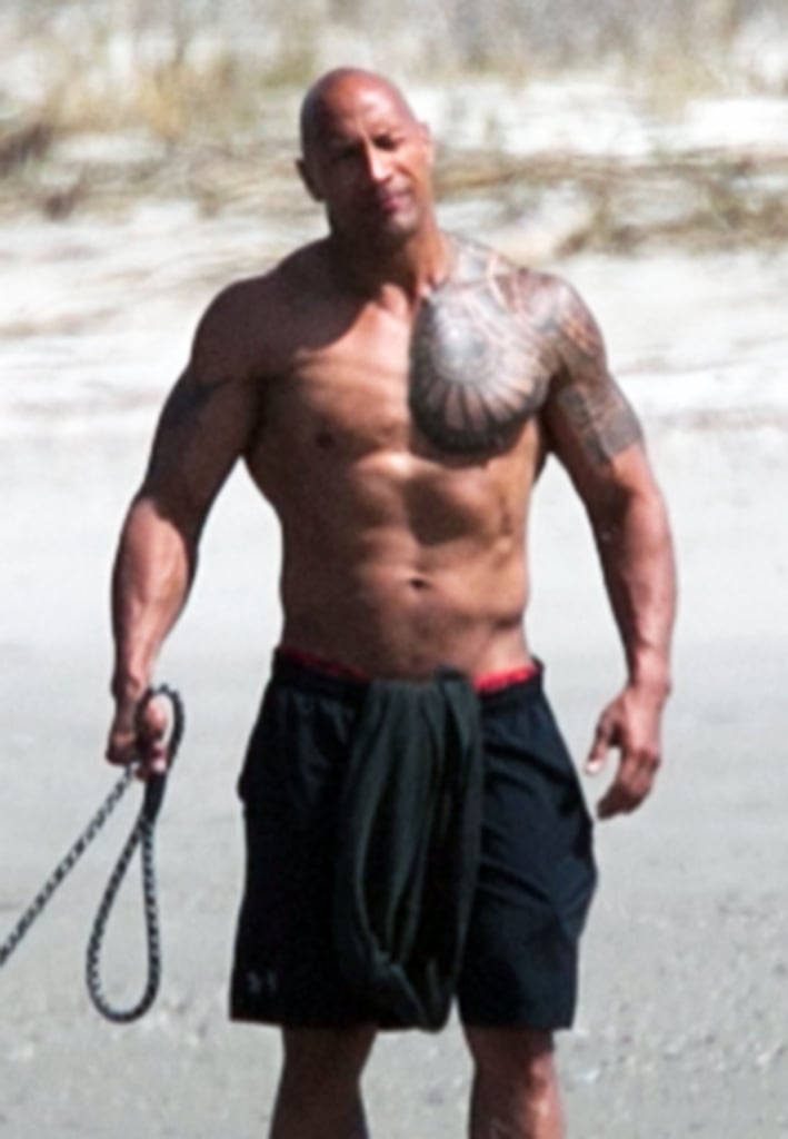 Dwayne Johnson Shirtless With Lauren Hashian Pictures 2016