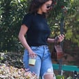 Selena Gomez Looks Effortless in a Tee and Ripped Jeans, but How Amazing Are Her Sleek Black Sandals?