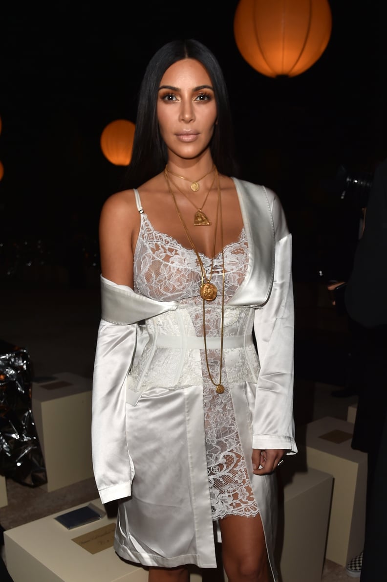 Kim Sat Front Row at Spring 2017 Givenchy Wearing the Pendants
