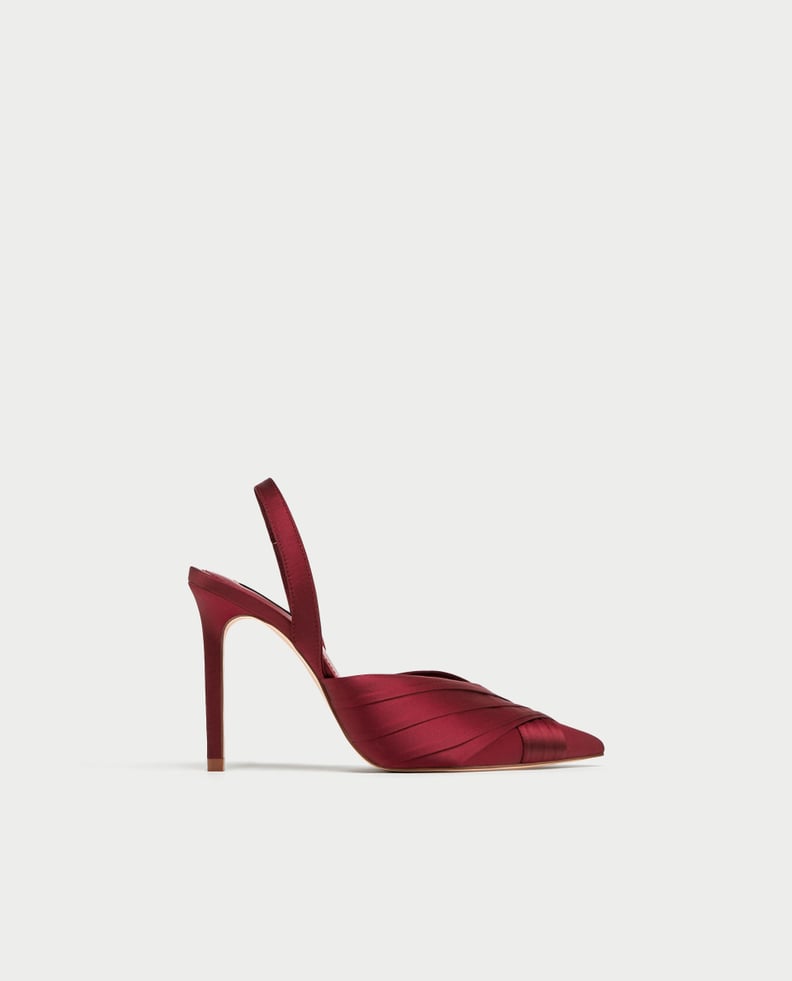 Zara Satin High Heel Slingback Shoes