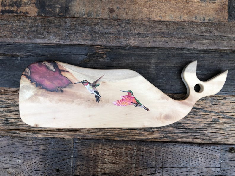 Hand Painted Hummingbird Whale Charcuterie Board