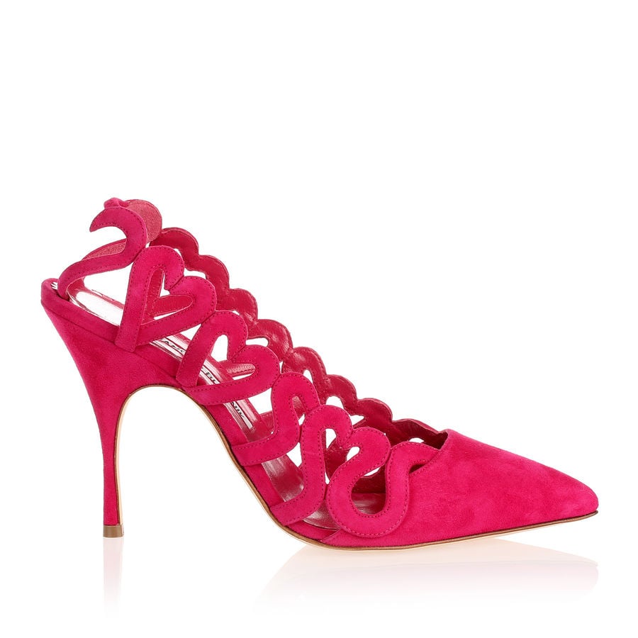 Manolo Blahnik Wanga Pink Suede Heart Pump