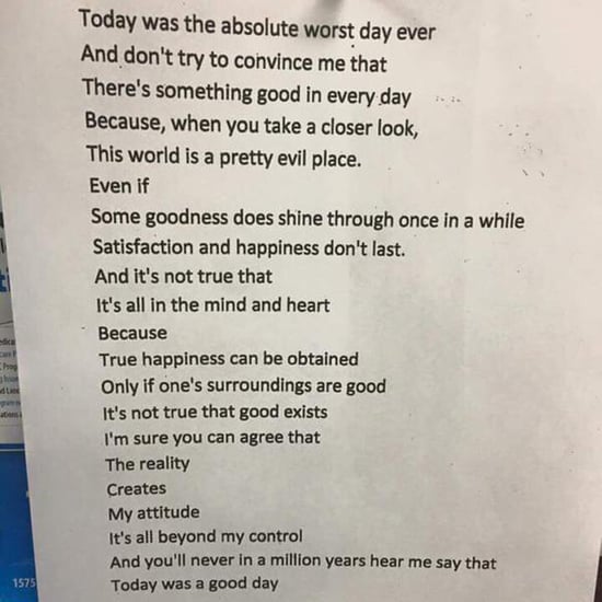 Poem Reads Negative and Positive