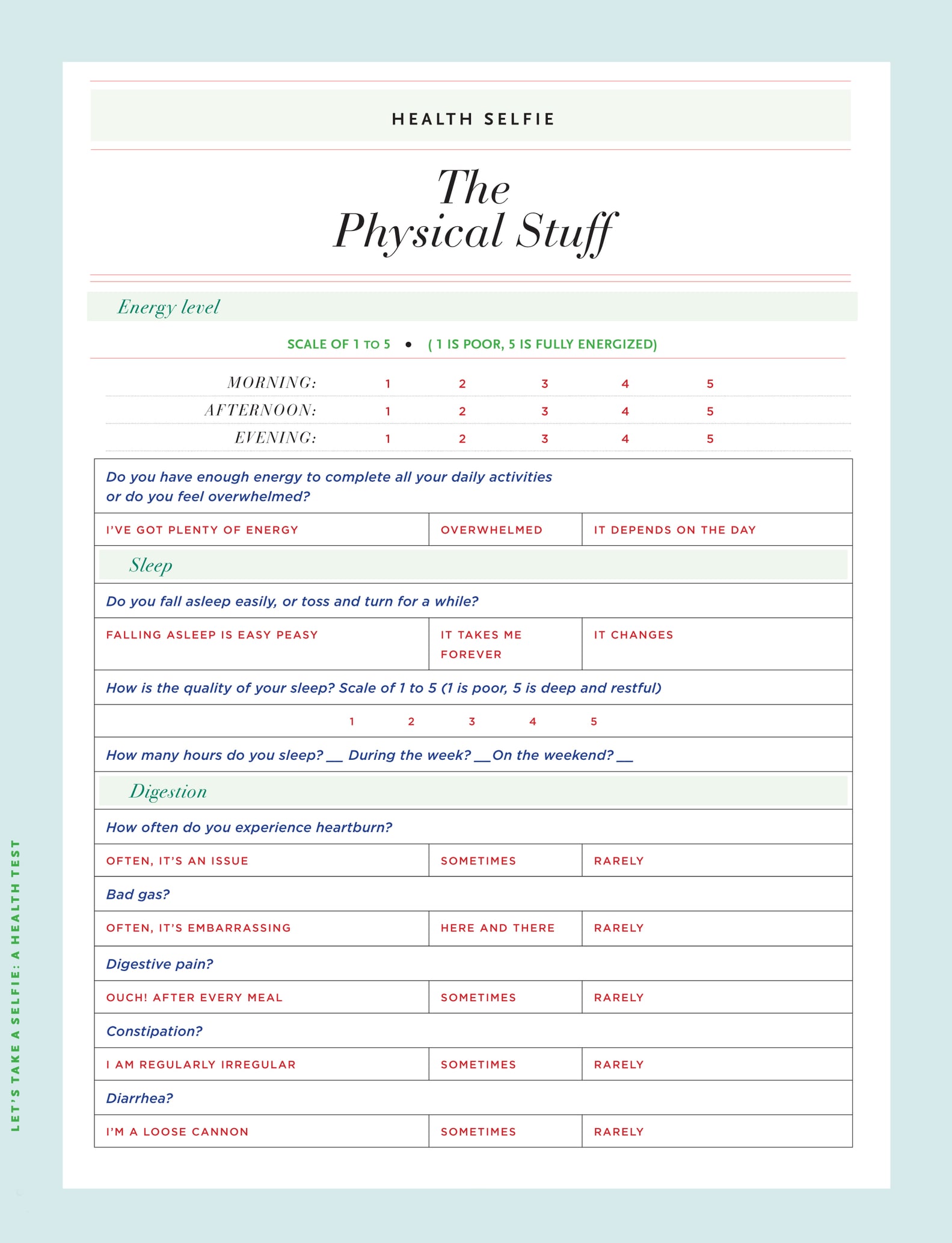 Free Printable Health Quiz | PS Fitness