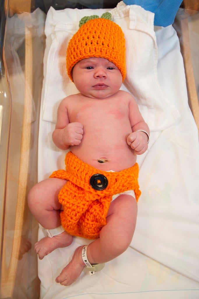 Babies in the Hospital Dressed Up as Pumpkins For Halloween