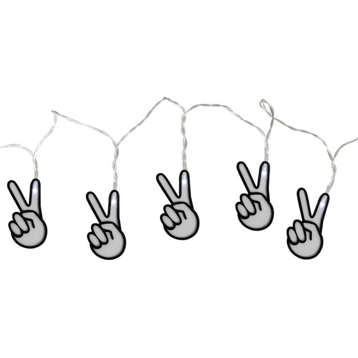 Large LED Peace Hands String Lights