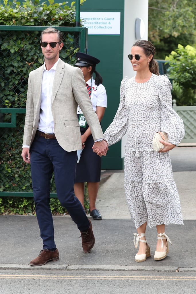 Pippa Middleton White Printed Dress at Wimbledon July 2018