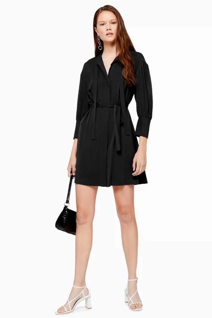 Topshop Black Pintuck Mini Dress