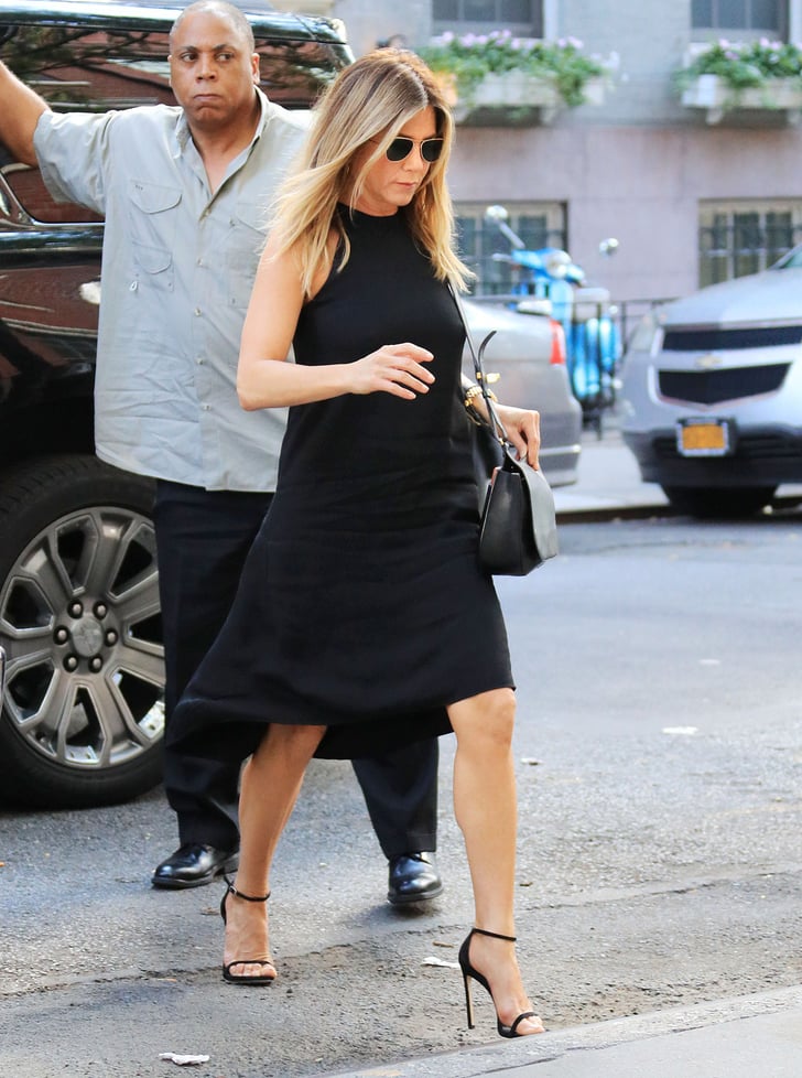 Jennifer Aniston Wears Red Shoes With Her All-Black Look