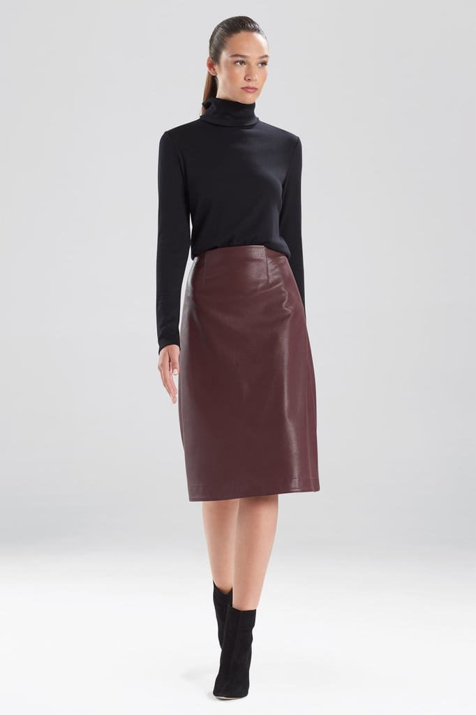 Natori Faux Leather Midi Skirt