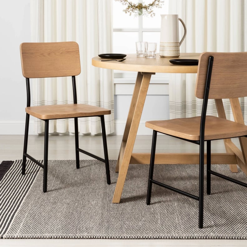 Set of Two Wood and Steel Dining Chair
