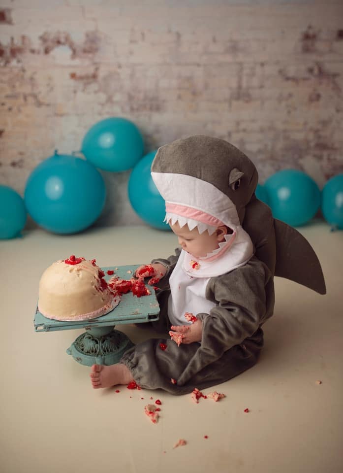 Baby Shark Eating Boob Cake as Breastfeeding a Biter Tribute