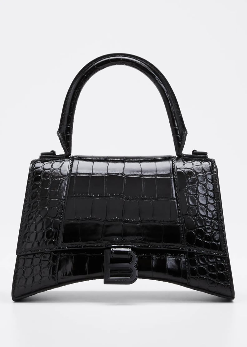 Balenciaga Hourglass Small Crocodile-Embossed Top-Handle Bag