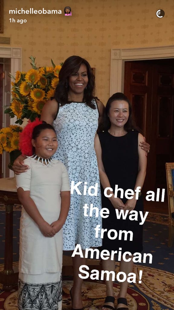 Michelle Obama White Dress With Bows Kids' State Dinner 2016