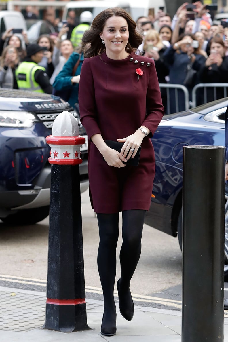 Kate Wearing a Burgundy Dress in November 2017