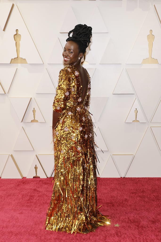 Lupita Nyong'o's Gold Fringe Prada Dress at the 2022 Oscars