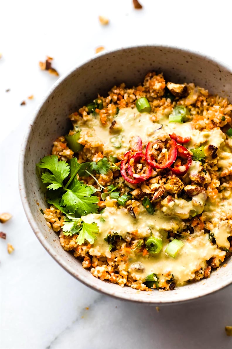 Carrot Cauliflower Rice Salad With Avocado Cream Dressing