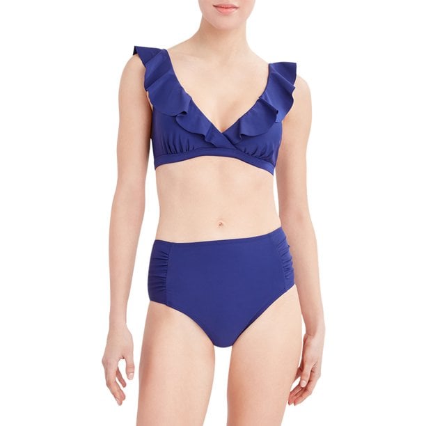 BCBG Paris Ruched Hi-Waist Bikini Bottom