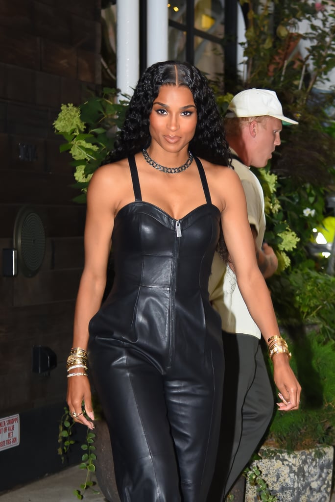 Ciara Wears Lita By Ciara Leather Jumpsuit And Celine Boots Popsugar Fashion