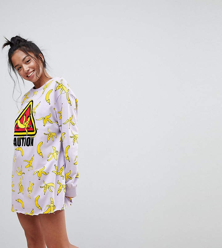 Asos Lounge Banana Caution Sweat Dress