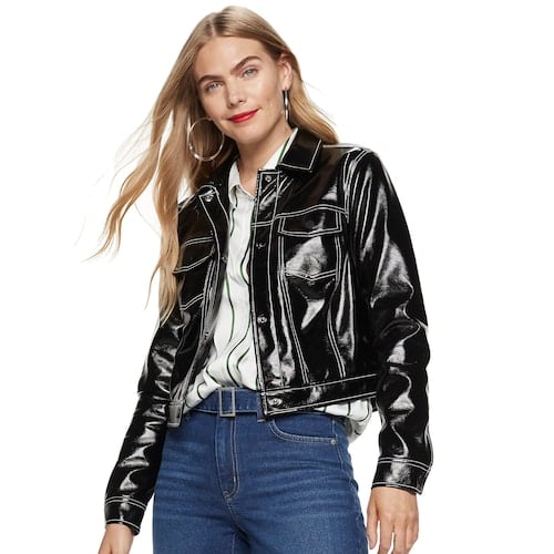 Nine West Faux-Leather Trucker Jacket | Trendy Fall and Winter Clothes ...