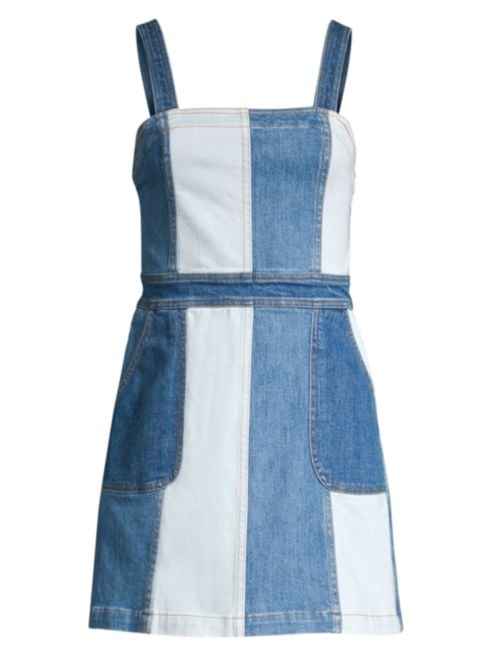 Alice + Olivia Jeans Jamiee Two-Tone A-Line Denim Mini Dress