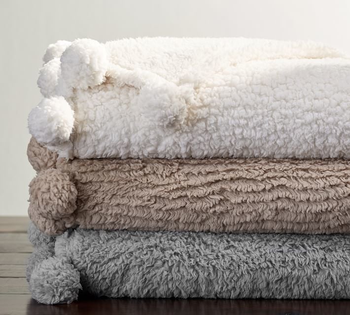 Pottery Barn Cozy Pom-Pom Throw